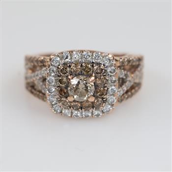 10kt Rose Gold Clear Stone Diamond Accent Ring