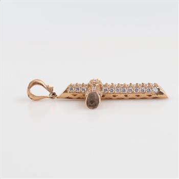 10kt Rose Gold Clear Stone Hollow Cross Pendant