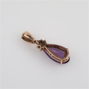 10kt Rose Gold Purple Stone Clear Stone Accent Pendant