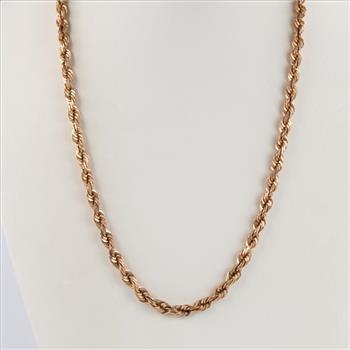 10kt Rose Gold Twisted Rope Chain Necklace
