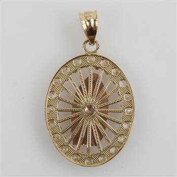 10kt Tri Color Gold Clear Stone Pendant