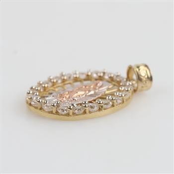 10kt Tri Color Gold Clear Stone Pendant