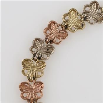 10kt Tri Color Gold Hollow Link Bracelet