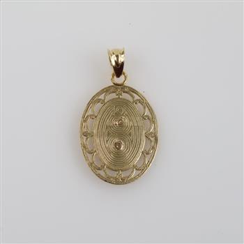 10kt Tri Color Gold Religious Oval Pendant
