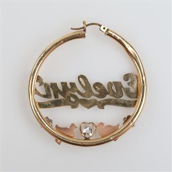 10kt Tri Colored Gold Clear Stone Single Earring