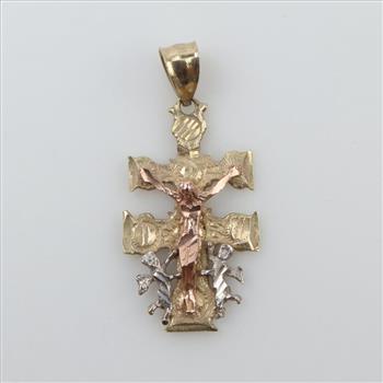 10kt Tri Colored Gold Cross Pendant