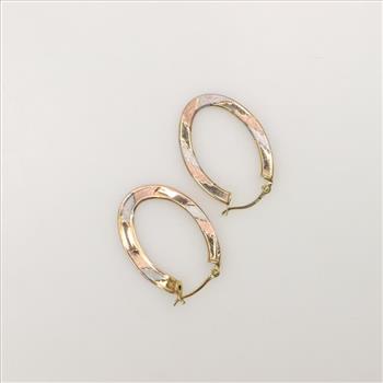 10kt Tri Colored Gold Hoop Earrings