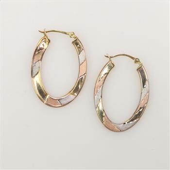 10kt Tri Colored Gold Hoop Earrings