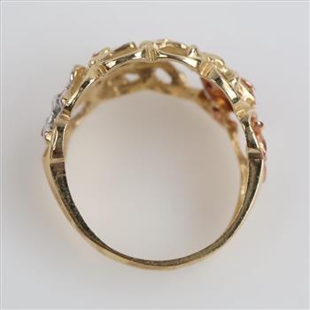 10kt Tri Colored Gold Red Stone Dolphin Ring