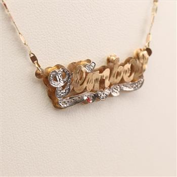 10kt Tri-color Gold Name Plate Necklace
