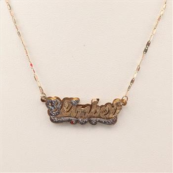 10kt Tri-color Gold Name Plate Necklace