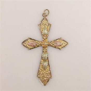 10kt Tri-Colored Gold Cross Pendant