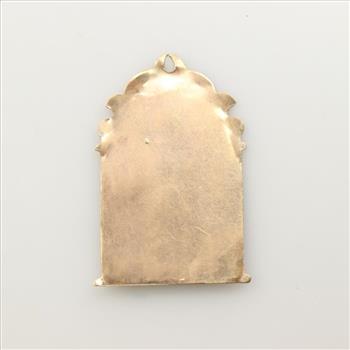 10kt Tri-Colored Gold Red Stone Religious Pendant