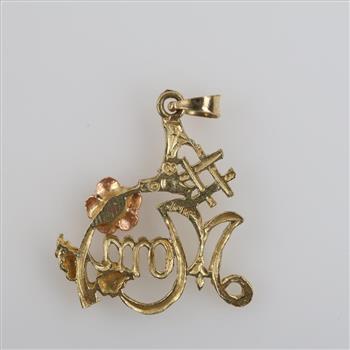 10kt Two Tone Gold #1 Mom Pendant