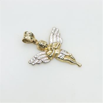 10kt Two Tone Gold Angel Pendant