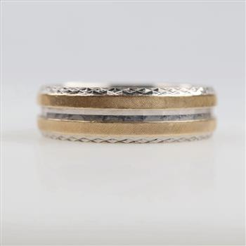 10kt Two Tone Gold Center Groove Band