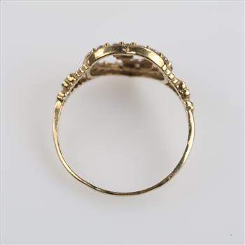 10kt Two Tone Gold Clear Stone Heart Ring