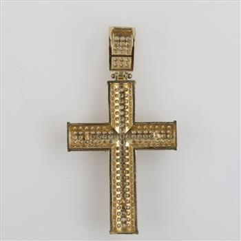 10kt Two Tone Gold Clear Stone Hollow Pendant