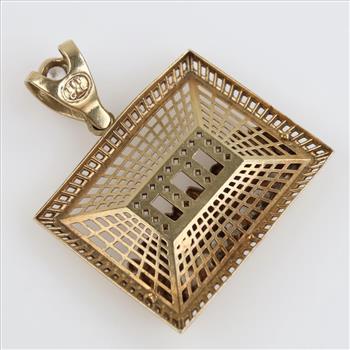 10kt Two Tone Gold Clear Stone Religious Pendant