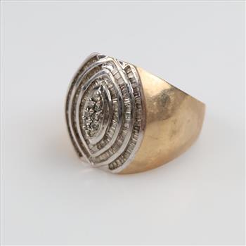 10kt Two Tone Gold Clear Stone Ring