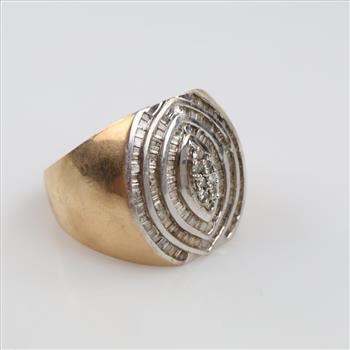 10kt Two Tone Gold Clear Stone Ring