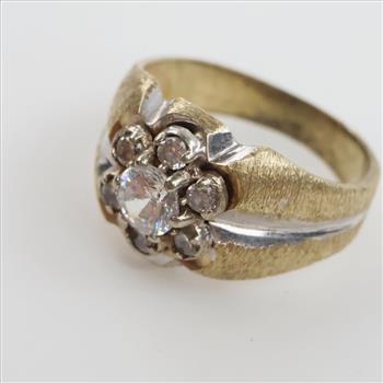 10kt Two Tone Gold Clear Stone Ring