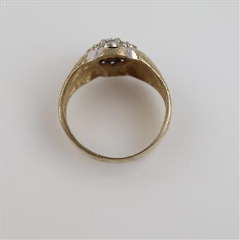 10kt Two Tone Gold Clear Stone Ring