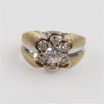 10kt Two Tone Gold Clear Stone Ring