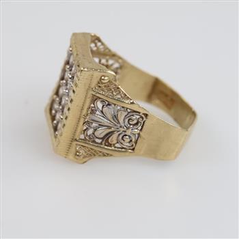 10kt Two Tone Gold Clear Stone Ring