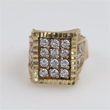 10kt Two Tone Gold Clear Stone Ring
