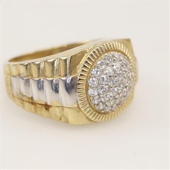 10kt Two Tone Gold Clear Stone Ring