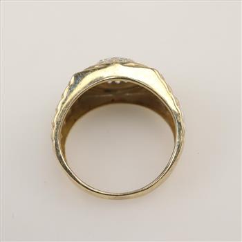 10kt Two Tone Gold Clear Stone Ring
