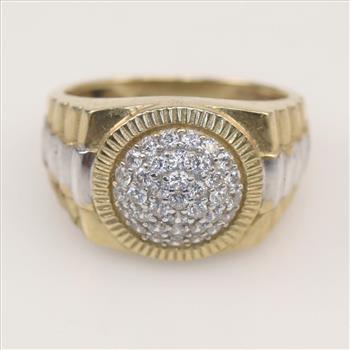 10kt Two Tone Gold Clear Stone Ring