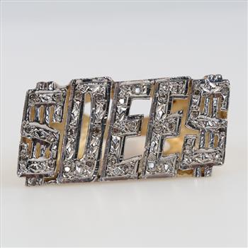 10kt Two Tone Gold Clear Stone Ring
