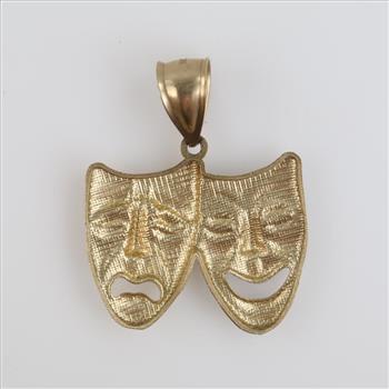10kt Two Tone Gold Comedy & Tragedy 3-D Pendant