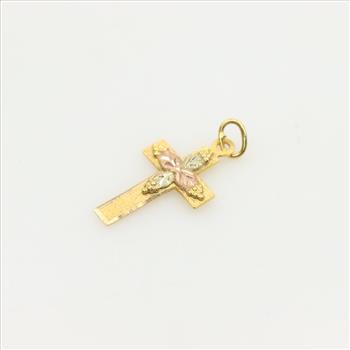 10kt Two Tone Gold Cross Pendant