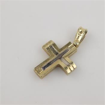 10kt Two Tone Gold Cross Pendant