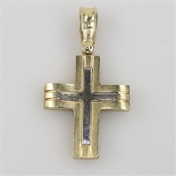 10kt Two Tone Gold Cross Pendant
