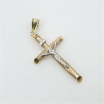 10kt Two Tone Gold Cross Pendant