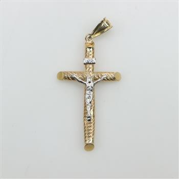 10kt Two Tone Gold Cross Pendant