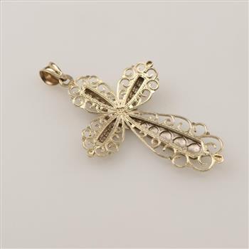 10kt Two Tone Gold Cross Pendant
