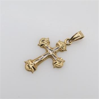 10kt Two Tone Gold Cross Pendant