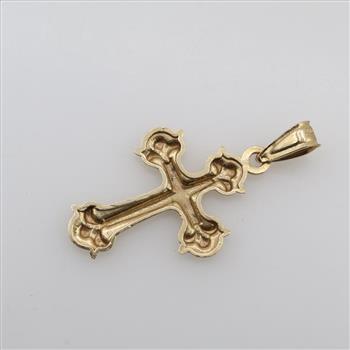 10kt Two Tone Gold Cross Pendant