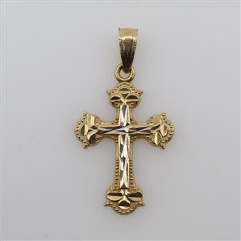 10kt Two Tone Gold Cross Pendant
