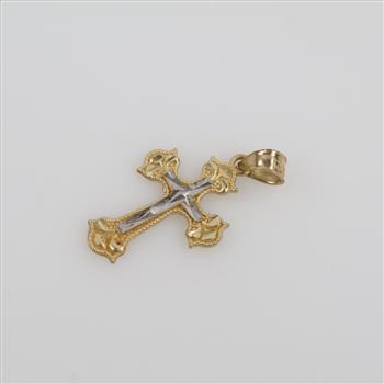 10kt Two Tone Gold Cross Pendant