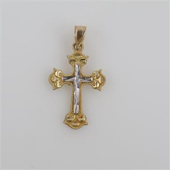 10kt Two Tone Gold Cross Pendant