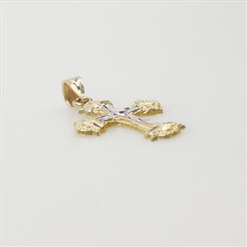 10kt Two Tone Gold Cross Pendant