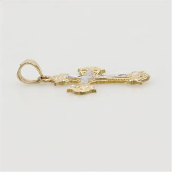 10kt Two Tone Gold Cross Pendant