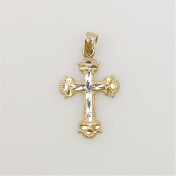 10kt Two Tone Gold Cross Pendant