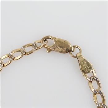 10kt Two Tone Gold Cuban Link Bracelet